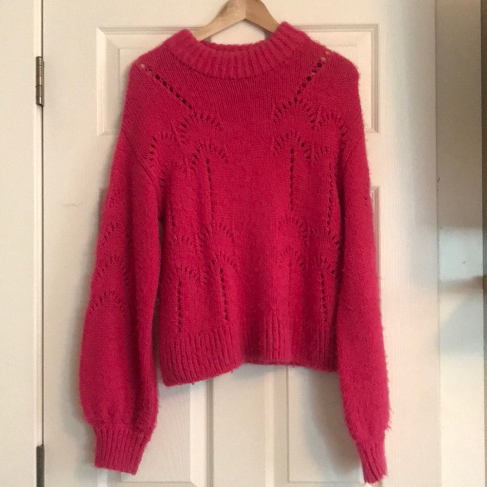 Balloon Sleeve Hot Pink Sweater